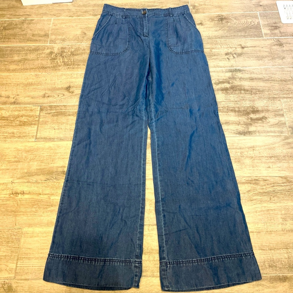 BOSTON PROPER Women’s Wide Leg Denim Trouser Straight Leg Cargo Size 4 NWT